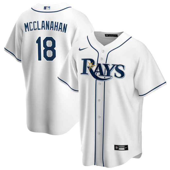 Men's Tampa Bay Rays #18 Shane McClanahan White Cool Base Stitched Baseball Jersey